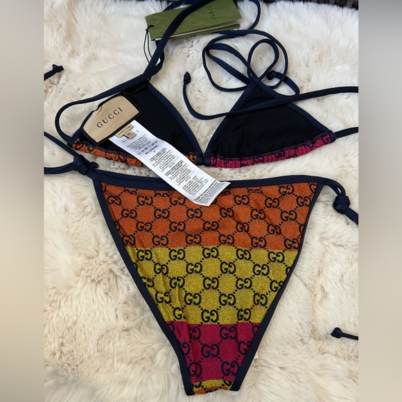 New Gucci GG Monogram multicolored Printed bikini set - Picture 7 of 10